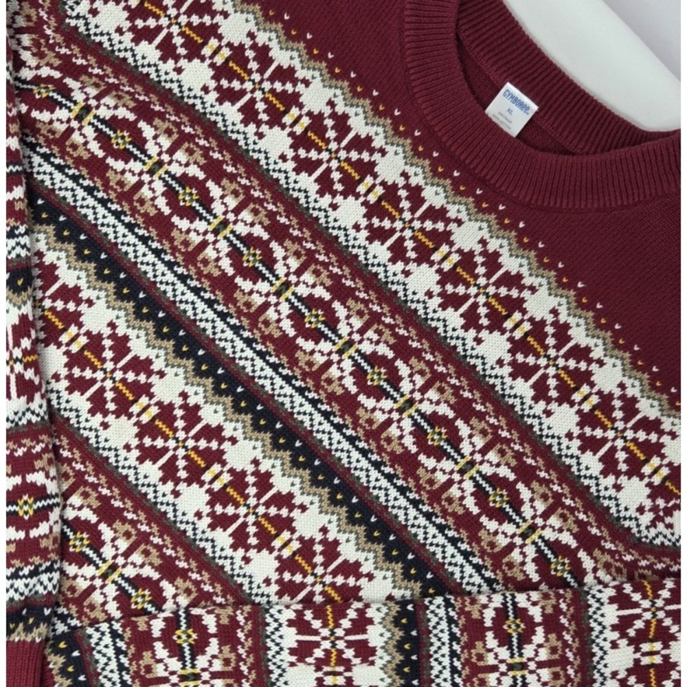 VINTAGE Fair Isle Sweater Men's‎ XL Red Long Sleeve Gymboree All Aboard Winter